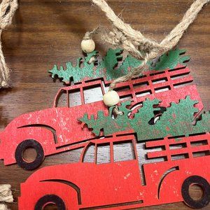 Red Truck with Christmas Tree Garland 60"